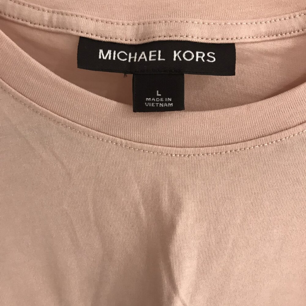 Michael Kors Black & Midnight Pink Crew Neck Casual Shirt L FLAWLESS - Picture 3 of 6
